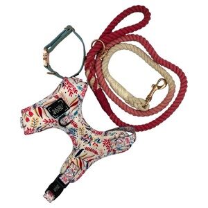 Sassy Woof Adjustable Harness, Rope Leash, and Collar Bundle